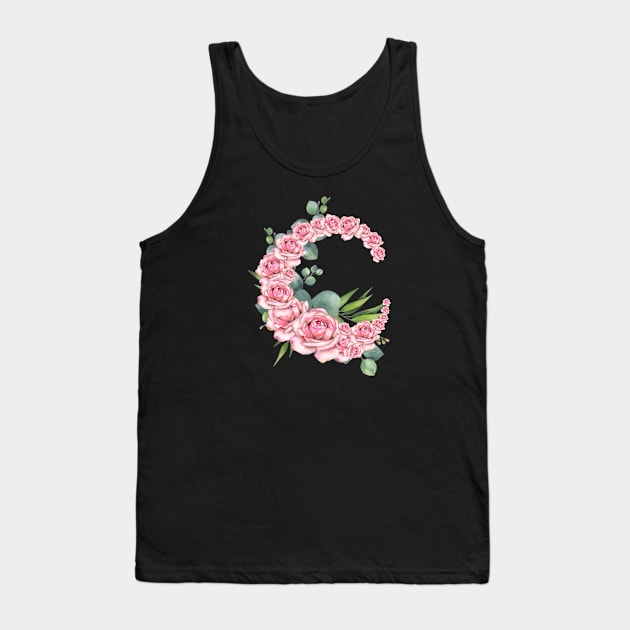 C of Roses Initial Pretty Pink Roses Tank Top by ArtisticEnvironments